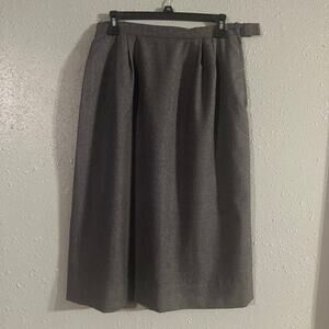 Vtg I. Magnin Womens Grey Wool Midi Skirt Sz 10 Dark Feminine Elegant Workwear